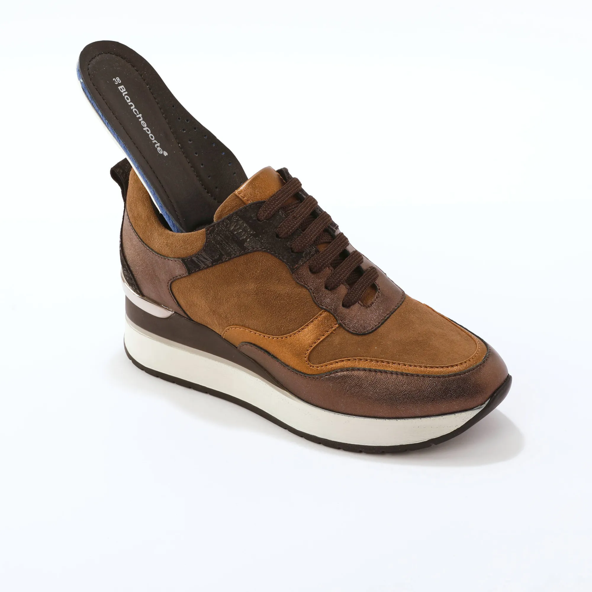 Baskets En Sneakers|Schoenen<Blancheporte Baskets compensées cuir bronskleur