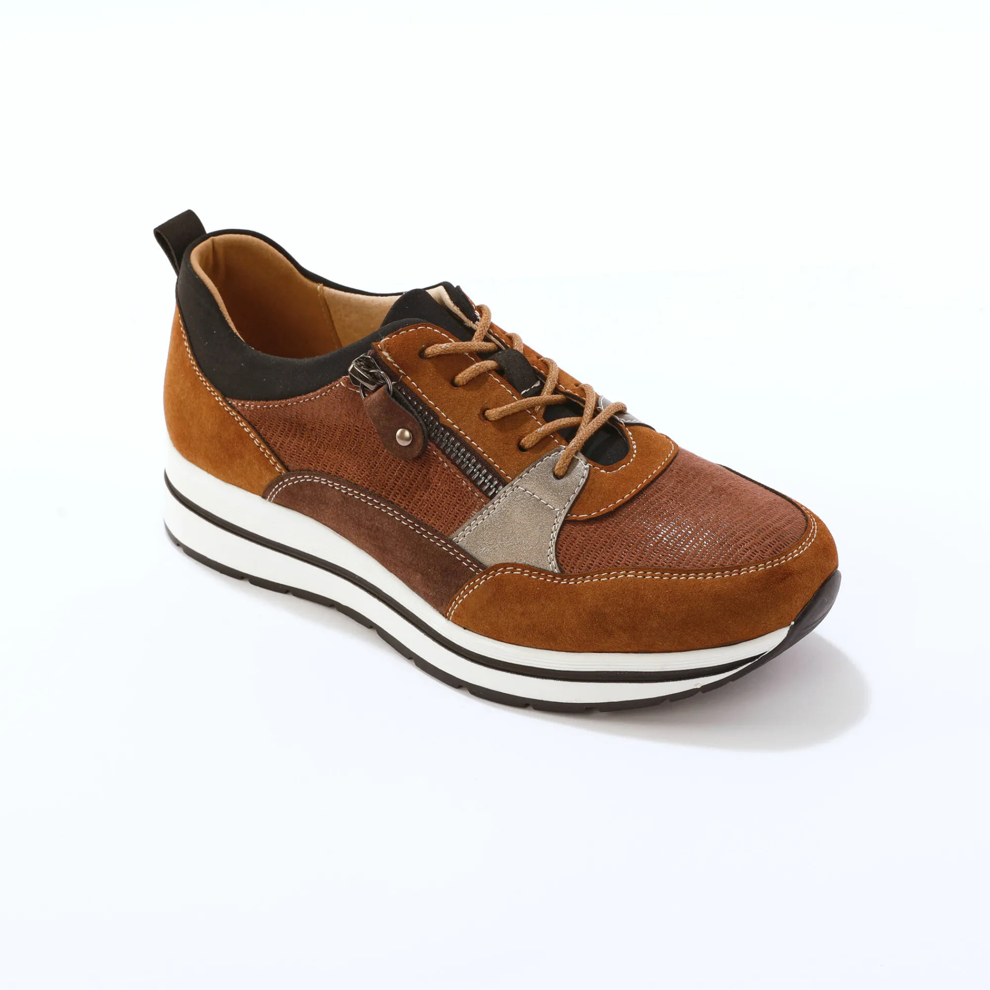 Baskets En Sneakers|Schoenen<Blancheporte Baskets compensées zippées et lacées bruin