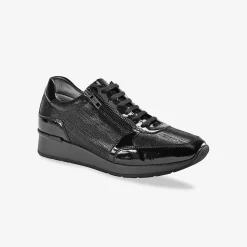 Baskets En Sneakers|Schoenen<Blancheporte Baskets met sleehak in gelakt leer met LWG-certificaat - zwart