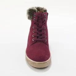 Baskets En Sneakers|Schoenen<Blancheporte Baskets montantes en cuir doublé col fourré, zippées bordeaux