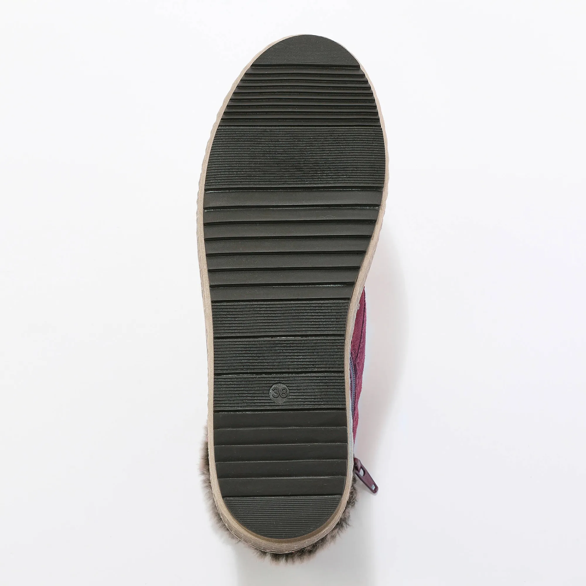 Baskets En Sneakers|Schoenen<Blancheporte Baskets montantes en cuir doublé col fourré, zippées bordeaux