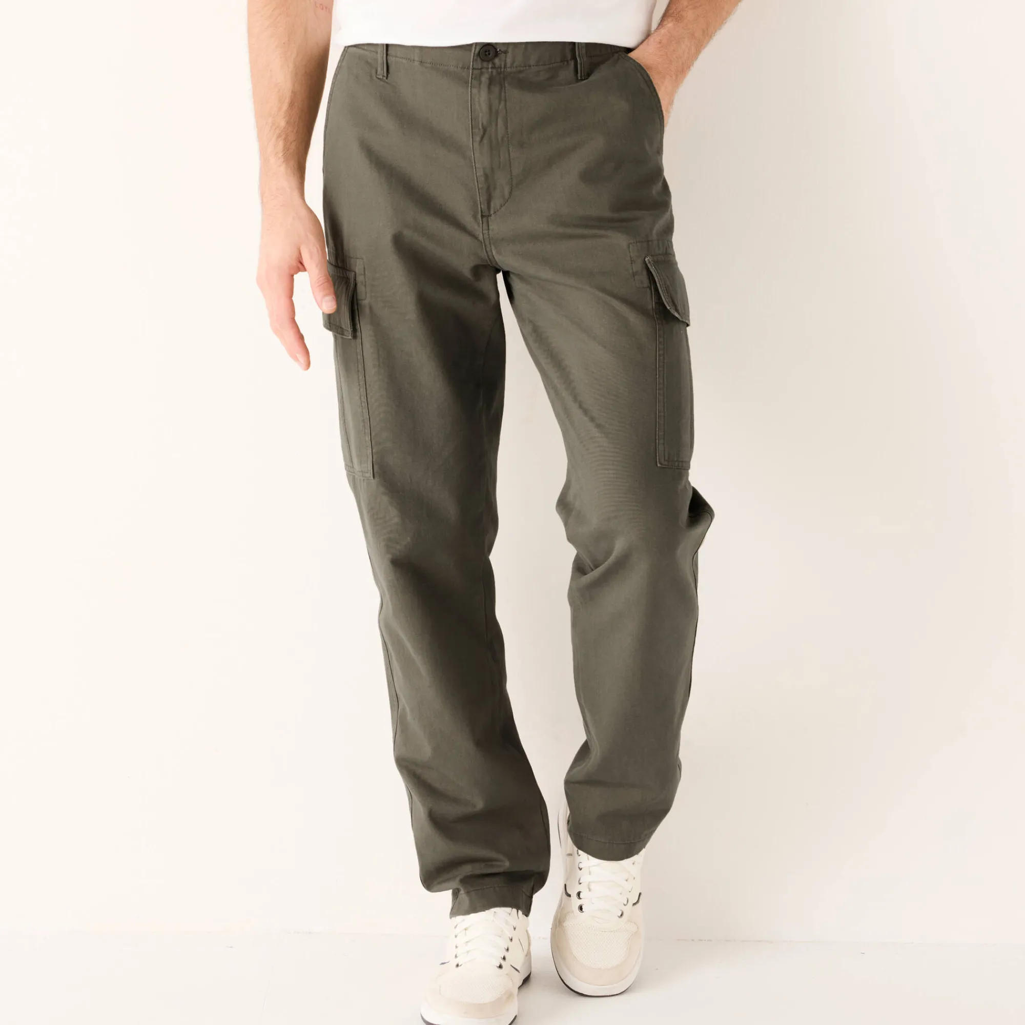 Broek<Blancheporte Battlebroek in katoen kaki