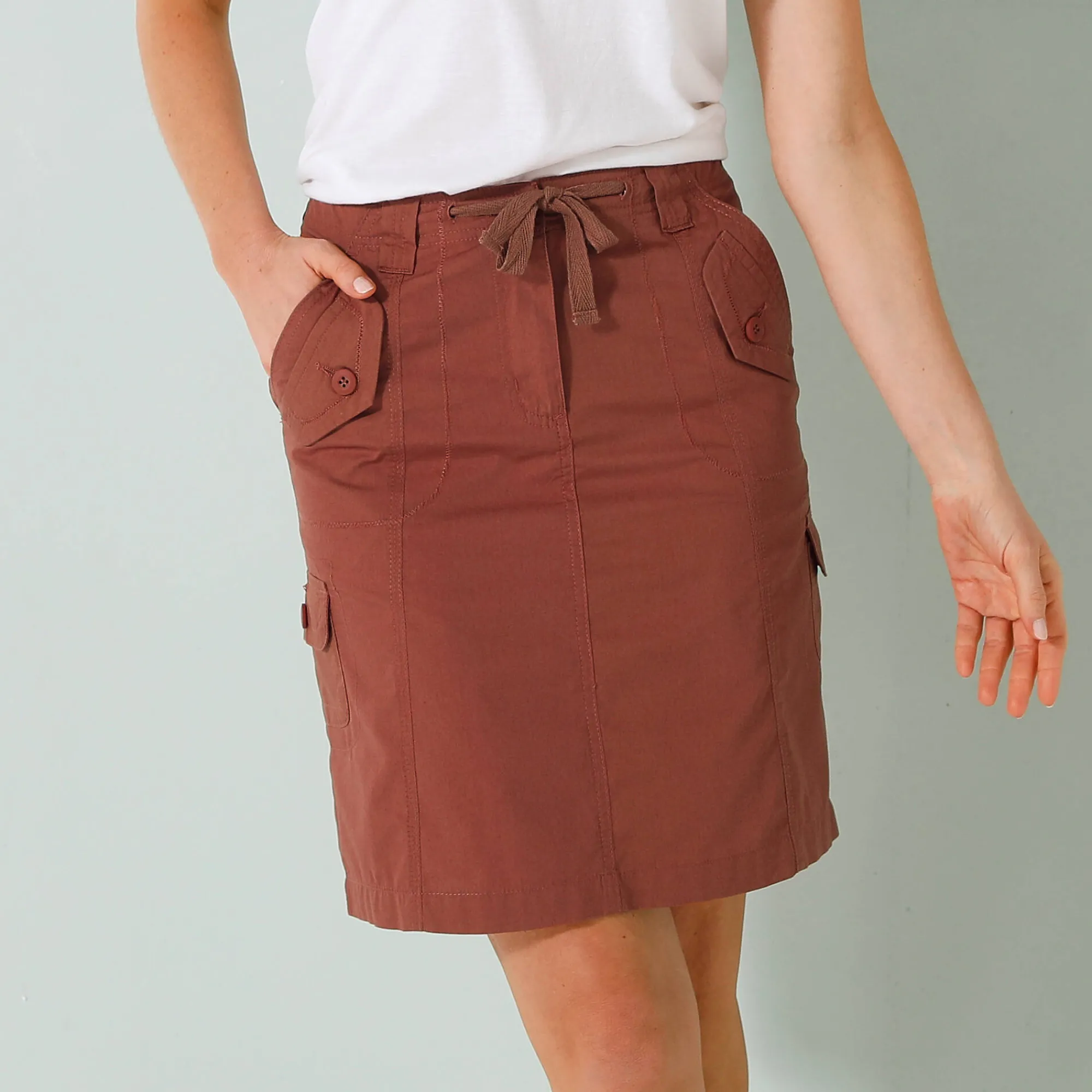 Rok<Blancheporte Battlerok in popeline terracotta