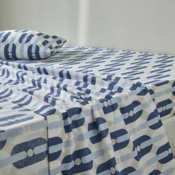 Fantasie Bedlinnen|Vlak Laken<Blancheporte Bedlinnen Adam in bedrukt katoen blauw