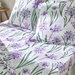 Fantasie Bedlinnen|Vlak Laken<Colombine Bedlinnen Agapanthe in katoen, met bloemenprint parma