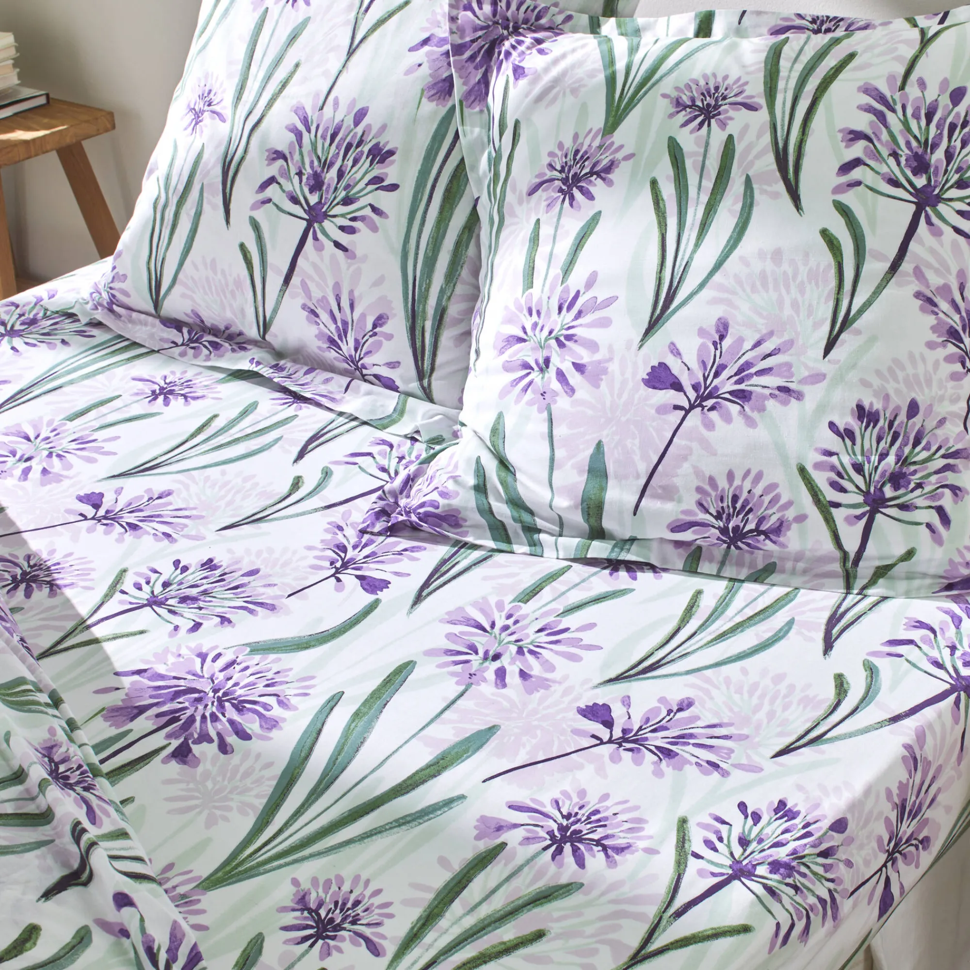 Fantasie Bedlinnen|Vlak Laken<Colombine Bedlinnen Agapanthe in katoen, met bloemenprint parma