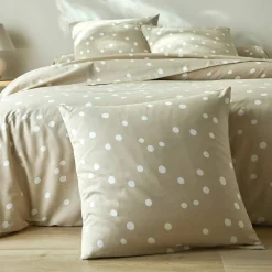 Fantasie Bedlinnen|Vlak Laken<Blancheporte Bedlinnen Alba met stippenprint - in katoen beige