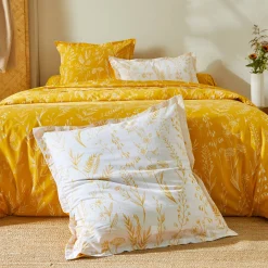 Fantasie Bedlinnen|Vlak Laken<Colombine Bedlinnen Alessia in katoen met bloemenprint geel