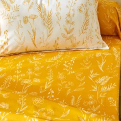 Fantasie Bedlinnen|Vlak Laken<Colombine Bedlinnen Alessia in katoen met bloemenprint geel