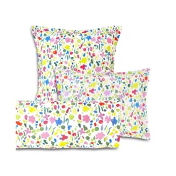 Fantasie Bedlinnen|Vlak Laken<Colombine Bedlinnen Aquarelle in katoen met bloemenprint wit