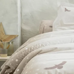 Fantasie Bedlinnen|Vlak Laken<Blancheporte Bedlinnen Artic in katoen met hond-wolf print taupe