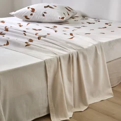 Fantasie Bedlinnen|Vlak Laken<Blancheporte Bedlinnen Automne in bedrukt flanel wit