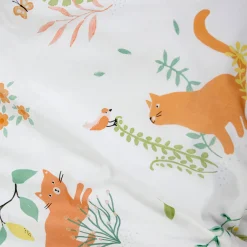 Bedlinnenset Kids|Bedlinnenset Kids<Colombine des petits Bedlinnen Chafou met kattenprint - katoen wit
