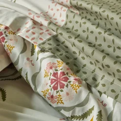 Fantasie Bedlinnen|Vlak Laken<Colombine Bedlinnen Christine, in bedrukt katoen grijsbeige