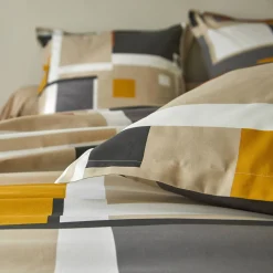 Fantasie Bedlinnen|Vlak Laken<Colombine Bedlinnen Chromie in bedrukt katoen grijsbeige