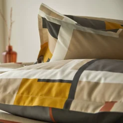 Fantasie Bedlinnen|Vlak Laken<Colombine Bedlinnen Chromie in bedrukt katoen grijsbeige
