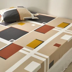 Fantasie Bedlinnen|Vlak Laken<Colombine Bedlinnen Chromie in bedrukt katoen grijsbeige