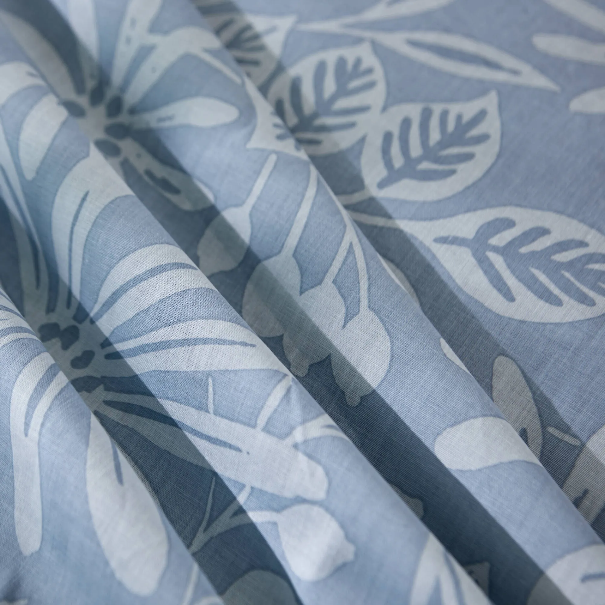 Fantasie Bedlinnen|Vlak Laken<Blancheporte Bedlinnen Céline, in katoen met bloemenprint grijsblauw