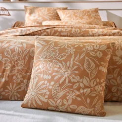 Fantasie Bedlinnen|Vlak Laken<Blancheporte Bedlinnen Céline, in katoen met bloemenprint karamel