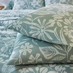 Fantasie Bedlinnen|Vlak Laken<Blancheporte Bedlinnen Céline, in katoen met bloemenprint eucalyptus