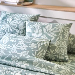 Fantasie Bedlinnen|Vlak Laken<Blancheporte Bedlinnen Céline, in katoen met bloemenprint eucalyptus