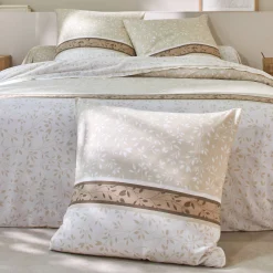 Fantasie Bedlinnen|Vlak Laken<Blancheporte Bedlinnen Constance met bladerenprint, in katoen zandkleur