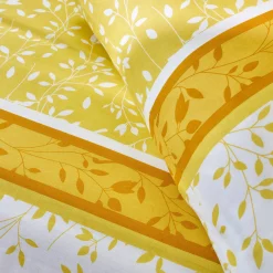 Fantasie Bedlinnen|Vlak Laken<Blancheporte Bedlinnen Constance met bladerenprint, in katoen geel
