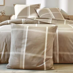 Fantasie Bedlinnen|Vlak Laken<Blancheporte Bedlinnen César, in katoen met ruitjesprint beige