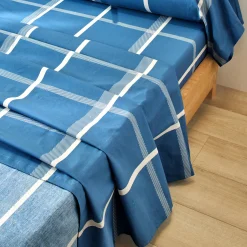 Fantasie Bedlinnen|Vlak Laken<Blancheporte Bedlinnen César, in katoen met ruitjesprint blauw