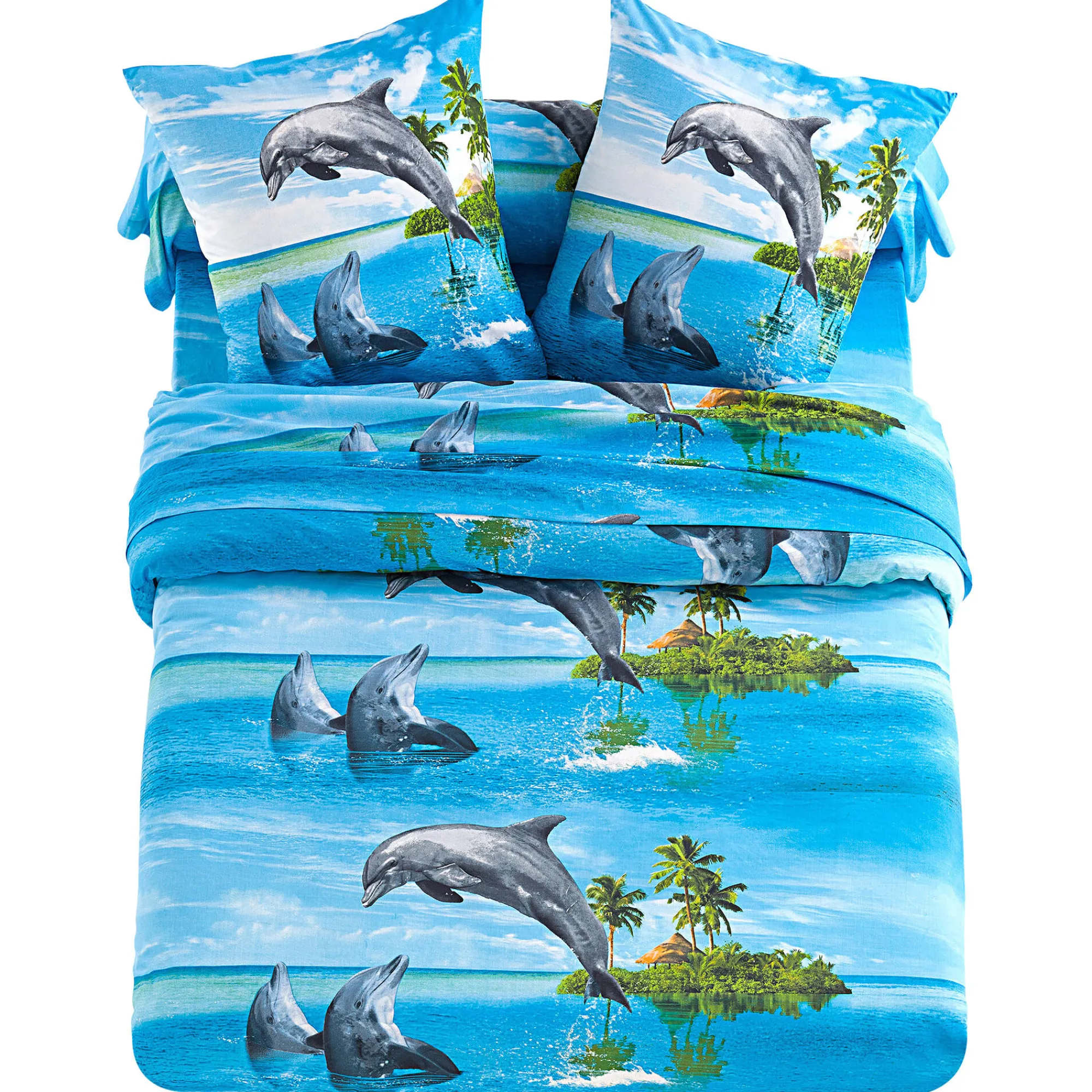 Fantasie Bedlinnen|Vlak Laken<Blancheporte Bedlinnen Flipper in polyester-katoen blauw