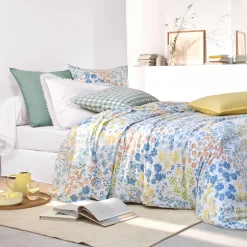 Fantasie Bedlinnen|Vlak Laken<Blancheporte Bedlinnen Garance in bedrukt katoen blauw