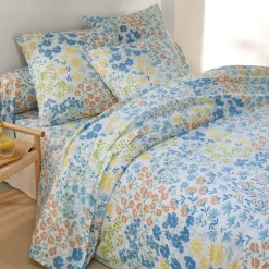Fantasie Bedlinnen|Vlak Laken<Blancheporte Bedlinnen Garance in bedrukt katoen blauw