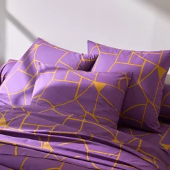 Fantasie Bedlinnen|Vlak Laken<Blancheporte Bedlinnen Geoffroy in katoen met grafische motieven vijgenkleur