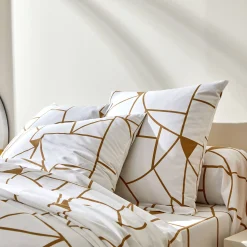 Fantasie Bedlinnen|Vlak Laken<Blancheporte Bedlinnen Geoffroy in katoen met grafische motieven wit