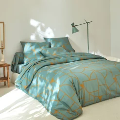 Fantasie Bedlinnen|Vlak Laken<Blancheporte Bedlinnen Geoffroy in katoen met grafische motieven eucalyptus