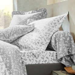 Fantasie Bedlinnen|Vlak Laken<Blancheporte Bedlinnen Héritage in flanel met krulmotieven<br> grijs