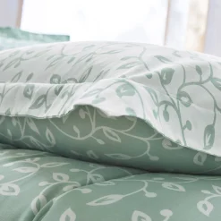 Fantasie Bedlinnen|Vlak Laken<Blancheporte Bedlinnen Héritage in flanel met krulmotieven<br> groen / wit