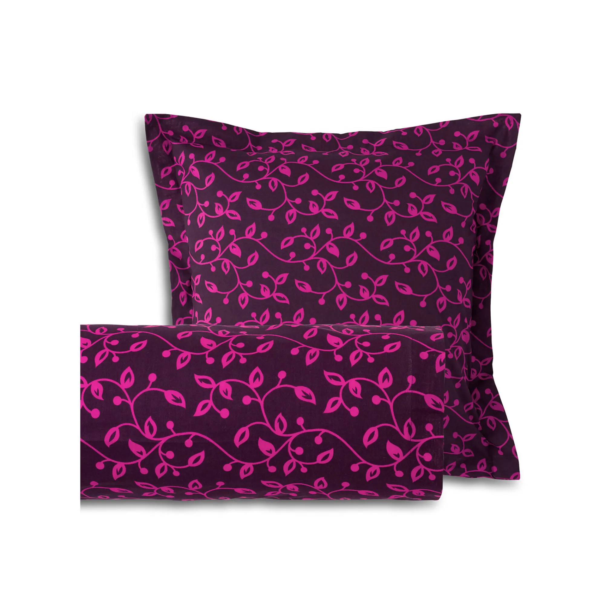 Fantasie Bedlinnen|Vlak Laken<Blancheporte Bedlinnen Héritage in katoen met krulmotieven fuchsia / pruim