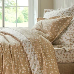 Fantasie Bedlinnen|Vlak Laken<Blancheporte Bedlinnen Héritage in katoen met krulmotieven wit / beige