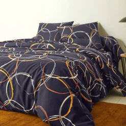 Fantasie Bedlinnen|Vlak Laken<Blancheporte Bedlinnen in polyester-katoen Noémie met cirkelprint antraciet