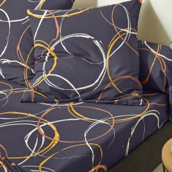 Fantasie Bedlinnen|Vlak Laken<Blancheporte Bedlinnen in polyester-katoen Noémie met cirkelprint antraciet