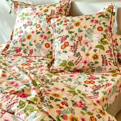 Fantasie Bedlinnen|Vlak Laken<Blancheporte Bedlinnen Kelly in katoen met bloemenprint beige