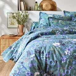 Fantasie Bedlinnen|Vlak Laken<Blancheporte Bedlinnen Kelly in katoen met bloemenprint groen