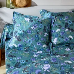 Fantasie Bedlinnen|Vlak Laken<Blancheporte Bedlinnen Kelly in katoen met bloemenprint groen