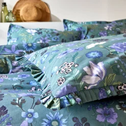 Fantasie Bedlinnen|Vlak Laken<Blancheporte Bedlinnen Kelly in katoen met bloemenprint groen