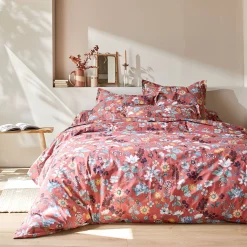 Fantasie Bedlinnen|Vlak Laken<Blancheporte Bedlinnen Kelly in katoen met bloemenprint rozenhout