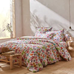 Fantasie Bedlinnen|Vlak Laken<Blancheporte Bedlinnen Kelly in katoen met bloemenprint wit