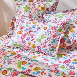 Fantasie Bedlinnen|Vlak Laken<Blancheporte Bedlinnen Kelly in katoen met bloemenprint wit