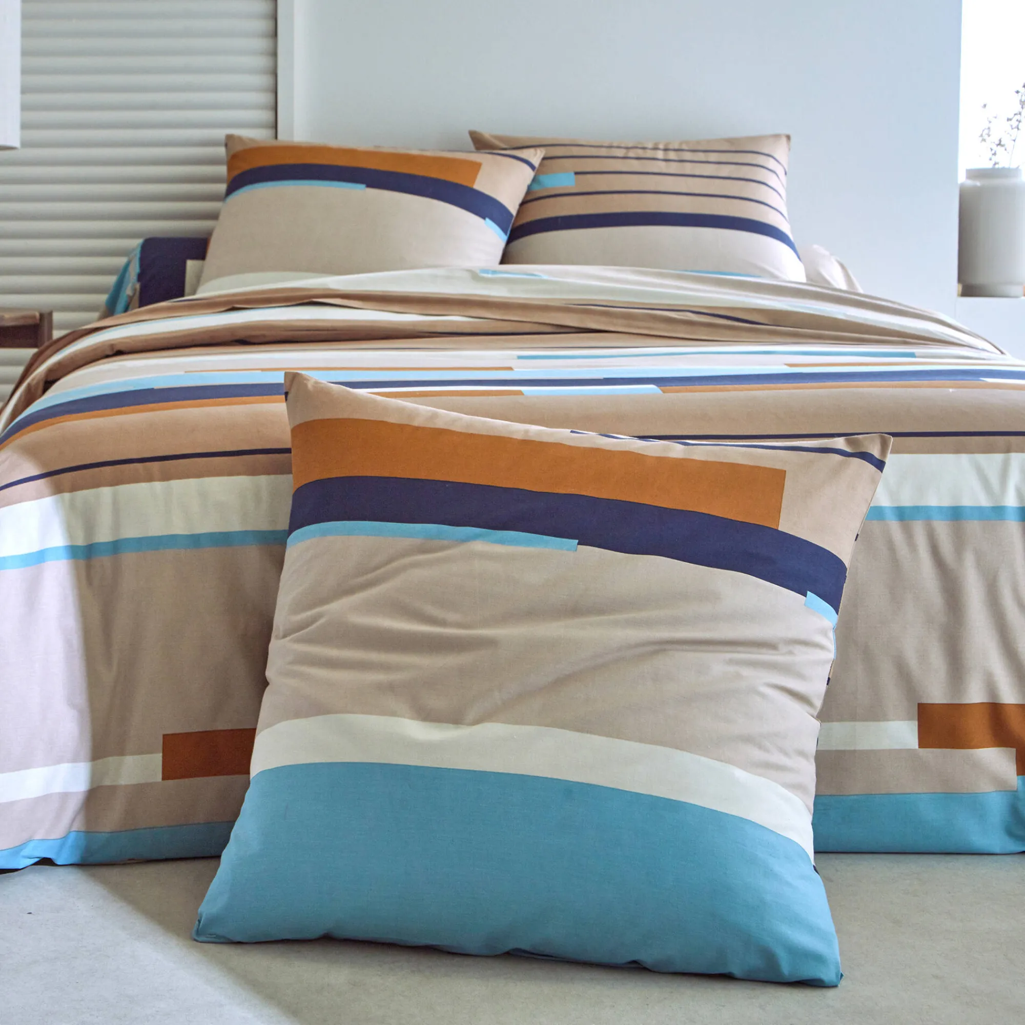 Fantasie Bedlinnen|Vlak Laken<Blancheporte Bedlinnen Liam met geometrische print - in katoen beige