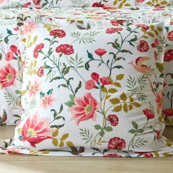 Fantasie Bedlinnen|Vlak Laken<Colombine Bedlinnen Lola met bloemenprint - in katoen wit